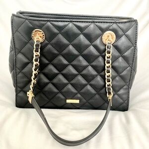 Aldo black quilted handbag with gold hardware and adjustable crossbody strap